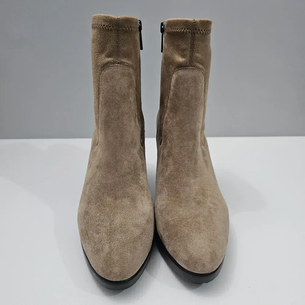 Donald Pliner Italia Ankle Boot Womens 9 Biscotti Tan Suede Stiletto Heel NEW